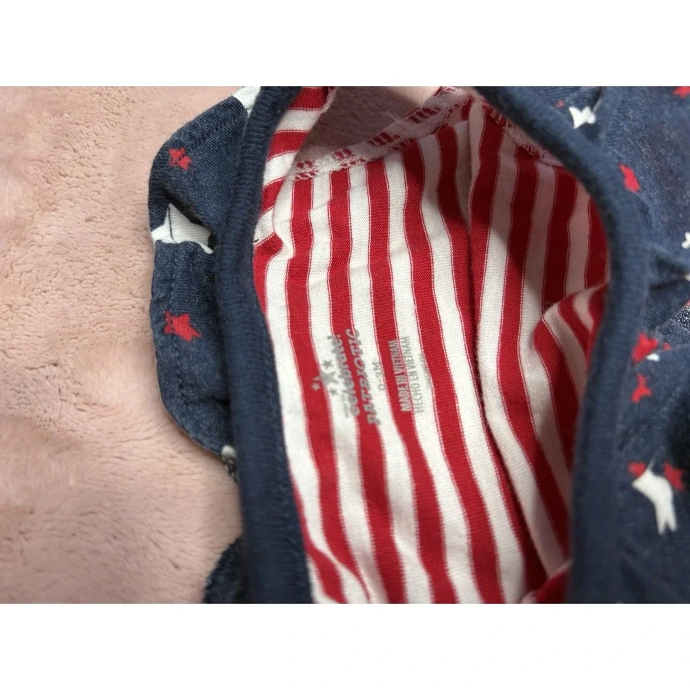 Way to Celebrate Patriotic Fourth Of July Stars USA Flag 0-3 Months Baby Romper‎ - Picture 3 of 6